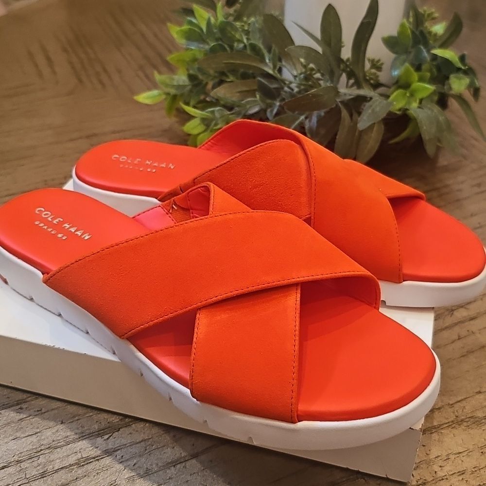 Cole Haan Bright Orange Sandals Size 8 NWOT